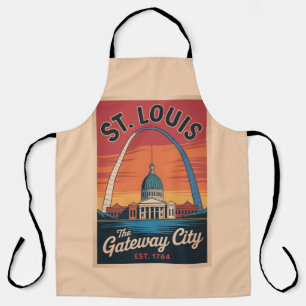 Vintage St. Louis Missouri Retro Travel Poster Apron