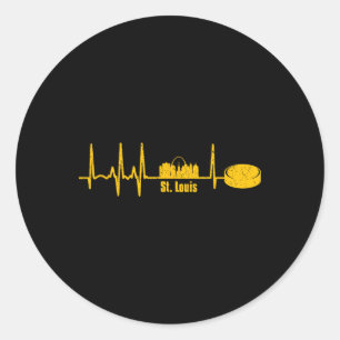 Vintage St. Louis Missouri Skyline Heartbeat Hocke Classic Round Sticker