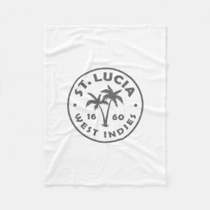 Vintage St Lucia Palm Tree Mens Womens Girls Boys Fleece Blanket
