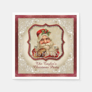Vintage St Nicholas Ho Ho Ho Photo Christmas Party Napkin