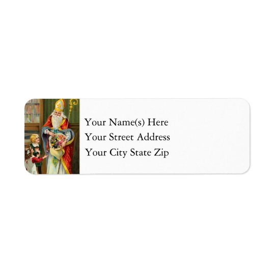 Vintage St. Nicholas With Children on Christmas Return Address Label
