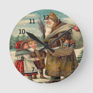 Vintage St. Nicolas Gifts for Kids Wall Clock