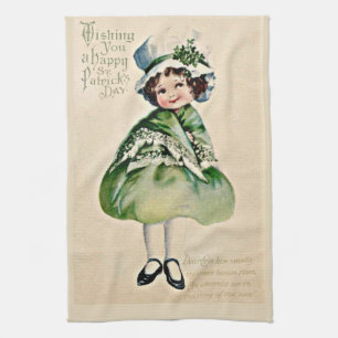 Vintage St Patrick’s Day Girl Tea Towel
