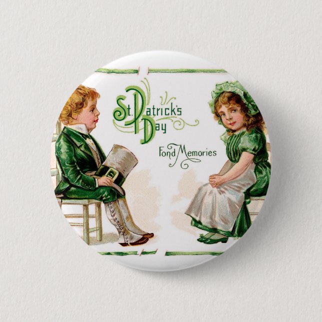 Vintage St Patrick's Dat Button (Front)