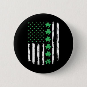 Vintage St Patricks Day American Flag Shamrocks Me 6 Cm Round Badge
