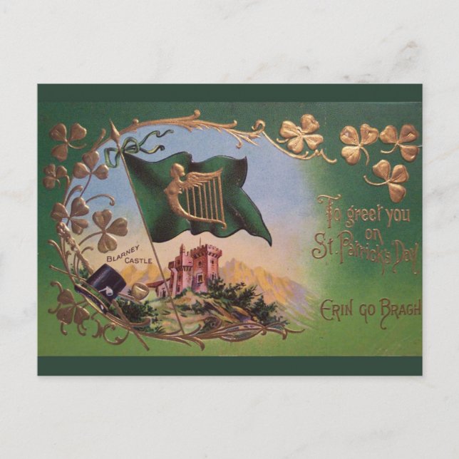Vintage St. Patrick's Day Blarney Castle Postcard (Front)