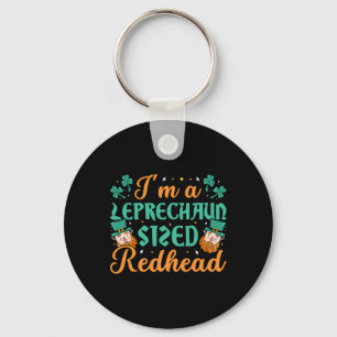 Vintage St Patricks Day Cute Redhead Clover Funny Key Ring