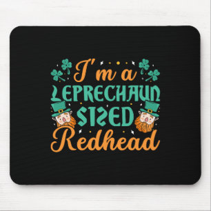 Vintage St Patricks Day Cute Redhead Clover Funny Mouse Pad