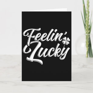 Vintage St Patricks Day Cute Shamrock Feelin Lucky Card