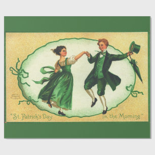 Vintage St Patricks Day Dance Irish Spring Holiday Wrapping Paper