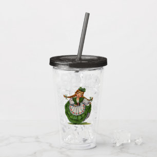 Vintage St. Patrick's Day Girl Acrylic Tumbler