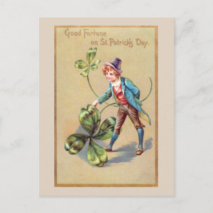 Vintage St. Patrick's Day Good Fortune Shamrock Postcard