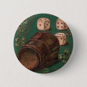Vintage St. Patrick's Day, Good Luck Irish Dice 6 Cm Round Badge