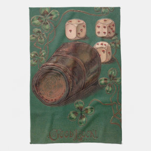 Vintage St. Patrick's Day, Good Luck Irish Dice Tea Towel