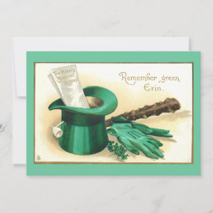 Vintage St. Patrick's Day Greeting with Top Hat Holiday Card
