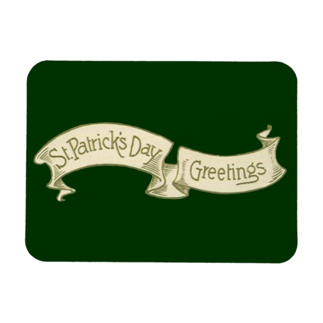 Vintage St. Patrick's Day Greetings Golden Banner Magnet (Horizontal)