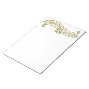 Vintage St. Patrick's Day Greetings Golden Banner Notepad