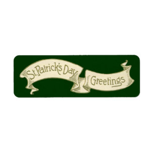 Vintage St. Patrick's Day Greetings Golden Banner Return Address Label