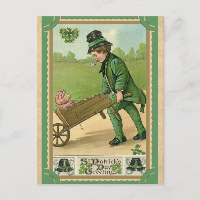 Vintage St Patricks Day Greetings Postcard (Front)