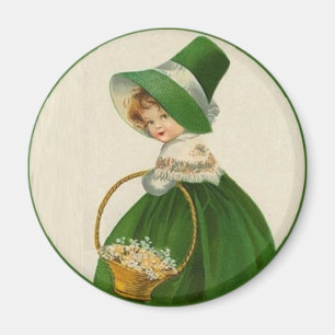 Vintage St. Patrick's Day Irish Girl in green Magnet