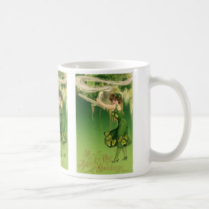 Vintage St. Patrick's Day, Lady Pipe Smoke Swirls Coffee Mug