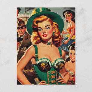 Vintage St. Patrick's Day Pin Up Postcard