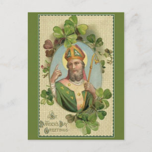 Vintage St. Patricks Day Prayer & Blessing Postcard