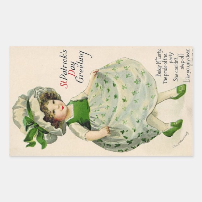 Vintage St Patrick's Day Rectangular Sticker (Front)