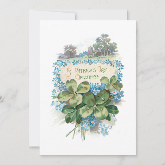 Vintage St. Patrick's Day Shamrocks Holiday Card (Front)
