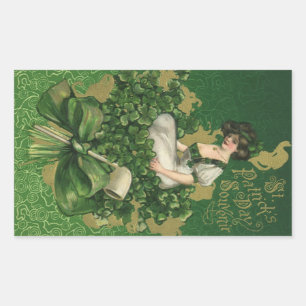 Vintage St. Patrick's Day Souvenir, Irish Lass Rectangular Sticker