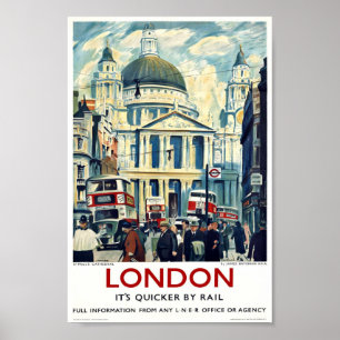 Vintage St Paul's Cathedral London Travel Poster