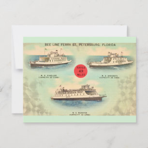 Vintage St Petersburg Ferries Postcard