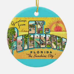 Vintage St Petersburg Florida Postcard Ceramic Ornament