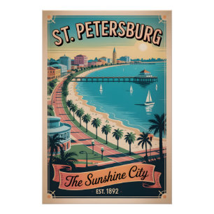 Vintage St. Petersburg Florida Retro Travel Poster