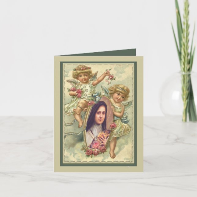 Vintage St. Therese Card with Angels (Front)