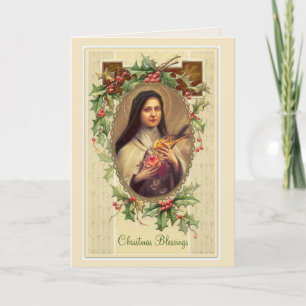 Vintage St. Therese Christmas Blessing Card