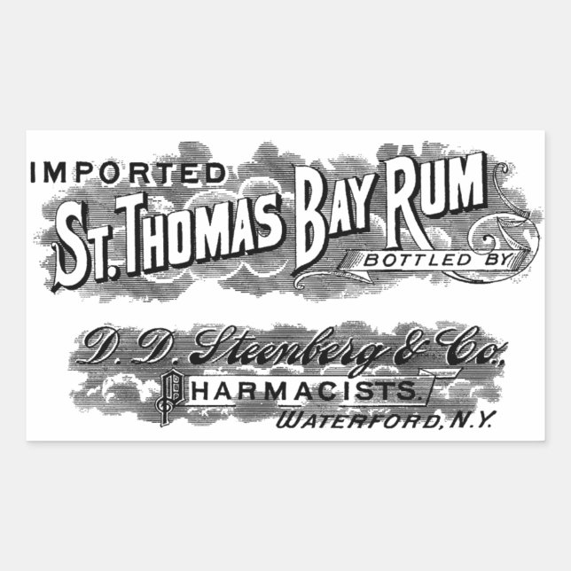 Vintage St. Thomas Bay Rum Advertising Logo Label (Front)
