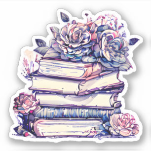 Vintage Stack of Books and Roses