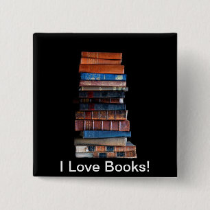 VIntage Stack of Old Books 15 Cm Square Badge