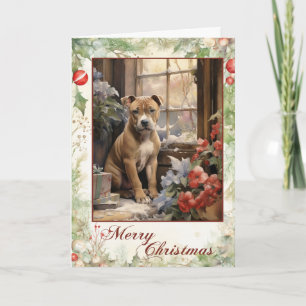 Vintage Staffie Christmas Holiday Card