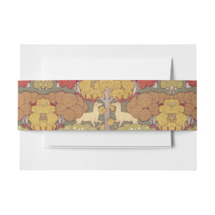 Vintage Stag Deer Forest Sage Green Pattern Invitation Belly Band