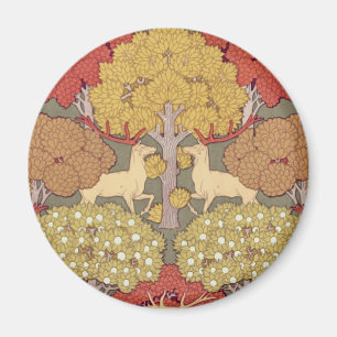 Vintage Stag Deer Forest Sage Green Pattern Magnet