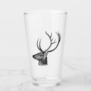 Vintage Stag Deer Head Glass Tumbler