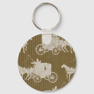 Vintage Stagecoach Brown Key Ring