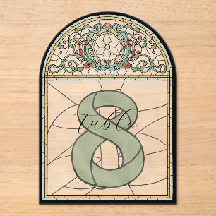 Vintage Stained Glass Effect Acrylic Table Numbers