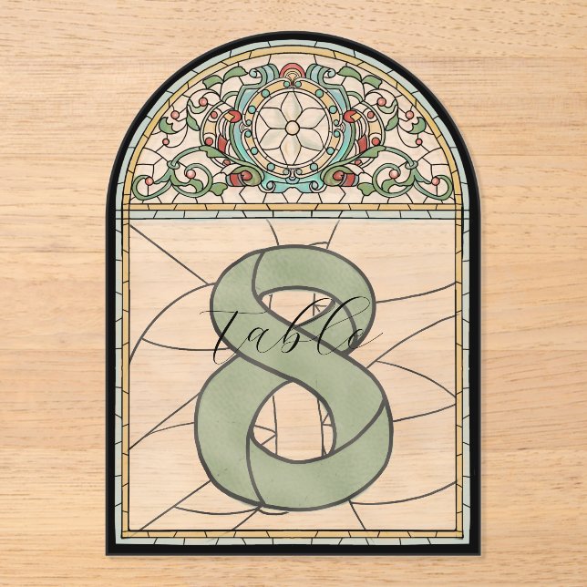 Vintage Stained Glass Effect Acrylic Table Numbers (Front)