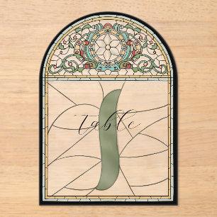 Vintage Stained Glass Effect Acrylic Table Numbers