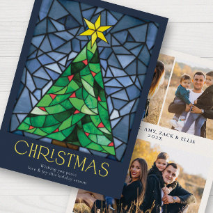 Vintage Stained Glass Happy Holidays Holiday Card