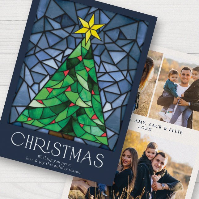 Vintage Stained Glass Happy Holidays Holiday Card (Creator Uploaded)