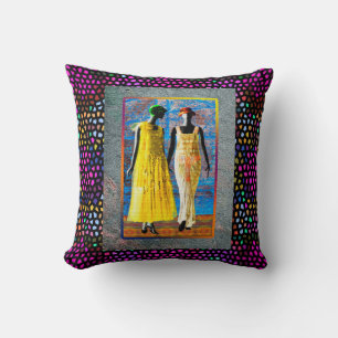 Vintage Stained‑Glass Harlem Renaissance  Cushion